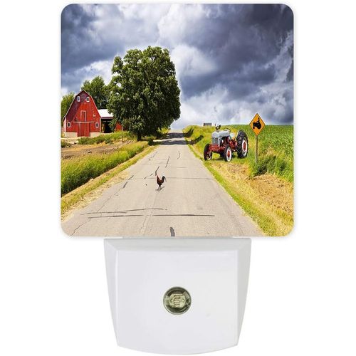 Veilleuse Led A Brancher, Tracteur De Ferme, Entrep?T, Coq, Crepuscule A L'aube, Capteur De Mouvement, Lampe De Nuit Pour Chambre A Coucher, Cuisine, Couloir, Escaliers