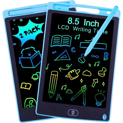 2 Pièces Tablette d'écriture LCD de 8,5Pouces, Tablette Dessin Enfants, Ardoise Magique, Table Dessin Enfant Coloré, Jouet Educatif de 2-7 Ans Filles et Garçons, Cadeaux d'anniversaire Bleu+Bleu