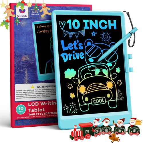 Tablette Dessin Enfant de 10 Pouces Jouet Enfant, Tablette d'écriture LCD effacable tablette enfants, Ardoise Magique Enfant 2 3 4 5 6 Ans fille et Garçons Cadeau D'anniversaire (Bleu)