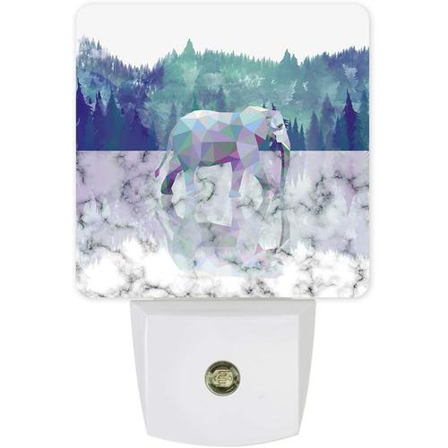 Veilleuse Led A Brancher, Reflet D'elephant De For¿ºt Sur Marbre, Lampe De Nuit Avec Capteur De Mouvement Du Crepuscule A L'aube Pour Chambre A Coucher, Cuisine, Couloir, Escaliers