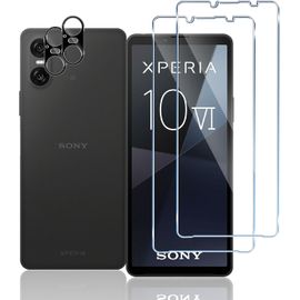 Verre Trempé Pour Sony Xperia 10 Vi, 2 Pièces Protecteurs D'écran + 2 Pièces Caméra Arrière Protecteur, 9h Dureté, Anti-Rayures Sans Bulles Hd Film Vitre Protection Écran