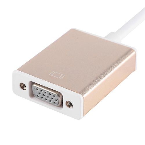 Câble adaptateur USB 3.1 Type C réversible vers VGA HDTV avec boîtier en aluminium doré