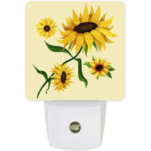 Tournesol Plug-In Led Veilleuse Floraison Tournesols Crepuscule A L'aube Capteur De Mouvement Lampe De Nuit Pour Chambre Cuisine Couloir Escaliers