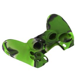 Housse De Protection Antidérapante En Silicone Avec 1 Paire De Poignées De Pouce Pour Manette Ps4 (Vert Camouflage Pour Poignées De Pouce En Silicone Ps4)