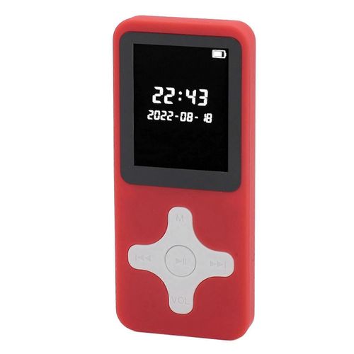Lecteur MP3 Bluetooth 5.0 1.77in Lecteur de musique HiFi à écran LCD portable avec enregistreur radio FM Réveil Livre électronique Rouge Pas de carte mémoire