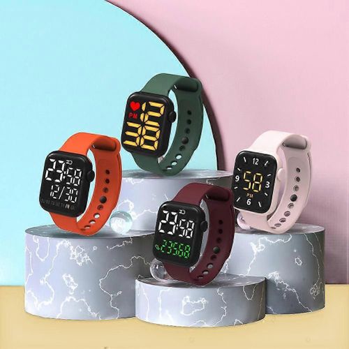Montre De Sport Numérique Led Montre Électronique Pour Enfants Montre À Écran Tactile Confortable Étanche