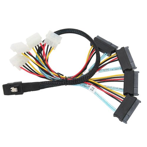 Câble Serial ATA 12 Gbit/s haute vitesse SATA8087 SFF8482 ligne d'adaptateur à 4 broches pour la transmission 0,5 m / 1,64 ft