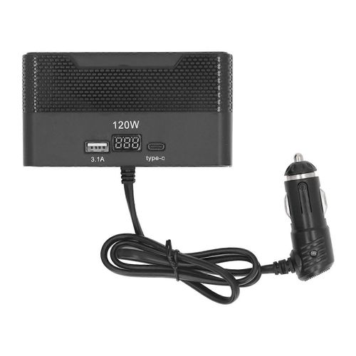 Répartiteur Allume-Cigare De Voiture 4 Prises Affichage De Tension Port Usb Type C Prise D'alimentation Multiport Pour Véhicules