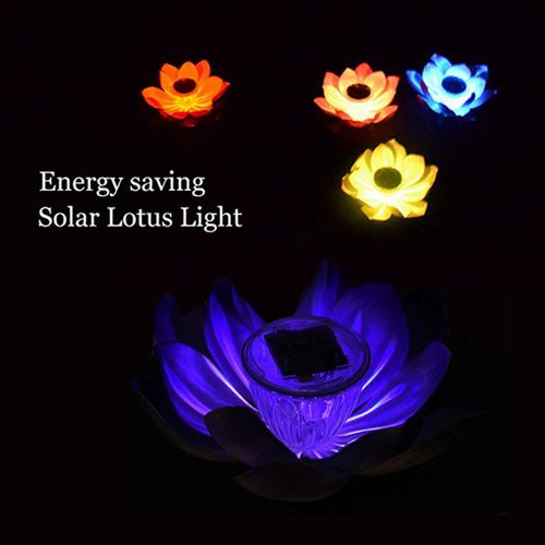Imperméable À L'eau Énergie Solaire Led Changement De Couleur Fleur De Lotus Flottant Lampe Jardin Coloré Violet
