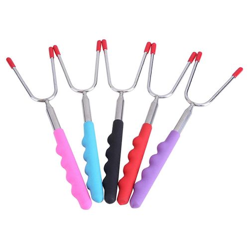 5Pcs Barbecue Télescopique Guimauve Hot Dog Brochettes Fourchettes Bâtons De Rôtissage Camping