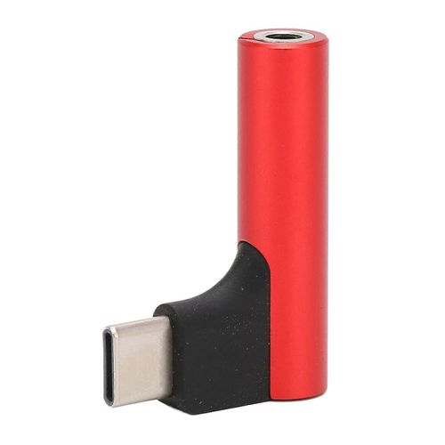 USB C vers 3.5mm Sound Adaptateur Jack Casque Type C Aux DAC Stéréo Micro HiFi Dongle à Angle Droit pour Écouteur Rouge