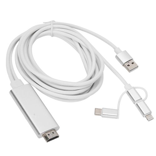 3 en 1 Micro USB Type C vers HDMI Câble adaptateur HDMI Mirroring Câble Adaptateur Convertisseur