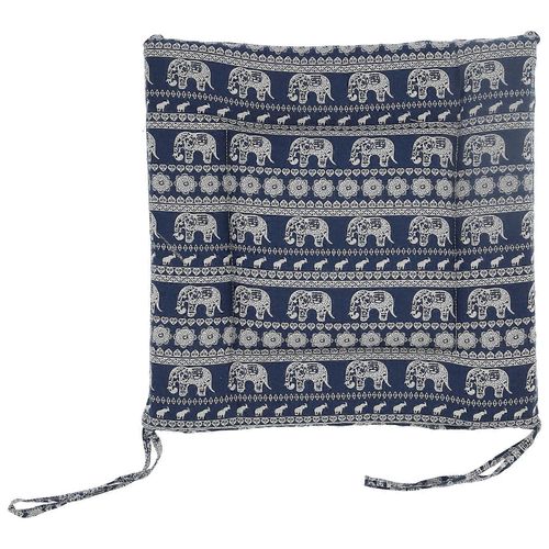 Coussin De Chaise Simple Pur Coton Lin Épais Antidérapant Coussin De Siège Doux Pour Le Sol (Éléphant Bleu)