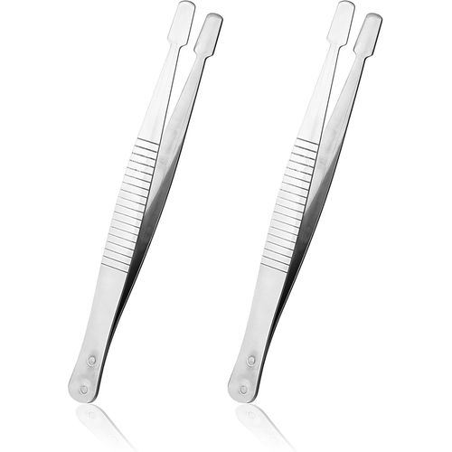 Kyaoayo-Lot De 2 Pinces À Épiler Plates En Acier Inoxydable - Pince Universelle Pour Timbres - Outil De Collection Pour Timbres, Documents, Développement Photo