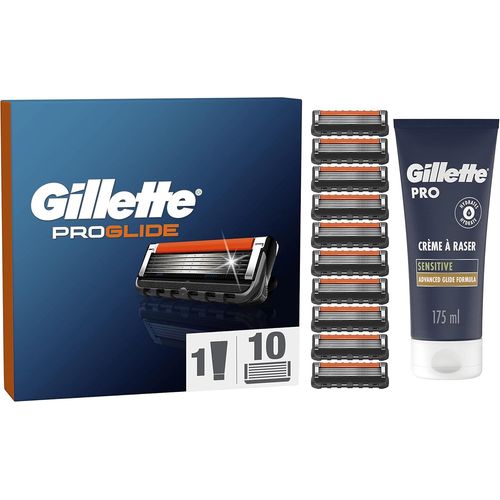 Kyaoayo-Proglide Lames De Rasoir 10 Lames De Rechange Pour Rasoir Humide Pour Homme Développées Pour Un Ra En Profondeur Avec Bandes Coulissantes Avec Mousse À Raser Pro Sensitive 175 Ml