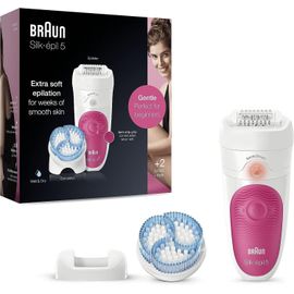 Kyaoayo-Silk-Épil 5 Épilateur Électrique Femme Pour Une Épilation Douce, Avec 2 Accessoires Et Étui, 5-511, Blanc/Rose