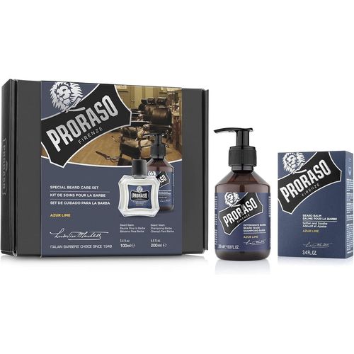 Kyaoayo-Coffret Soin Barbe Azur Lime (2 Produits) - Coffret Cadeau Pour Hommes Avec Nettoyant À Barbe Et Baume À Barbe, Parfum Frais Et Acidulé - Fabriqué En Italie 