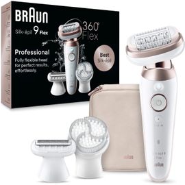 Kyaoayo-Silk-Épil 9 Flex Épilateur Femme Épilateur Électrique Femme Avec Tête Flexible À 360° Pour Épilation Simple, Wet & Dry, Peau Lisse Longue 9-060 3d, Blanc/Rose
