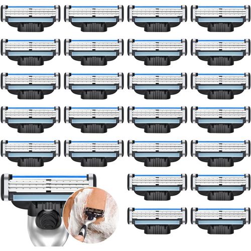 Kyaoayo-24pcs Lames Mach 3,Lames De Ra Homme, Lames De Rasoir Mach 3, Rasoirs Mach 3,Recharges De Lames Mach 3 Lame De Rasoir,Convient Pour Nettoyer La Barbe Et Les Poils Du Corps¿24¿ 