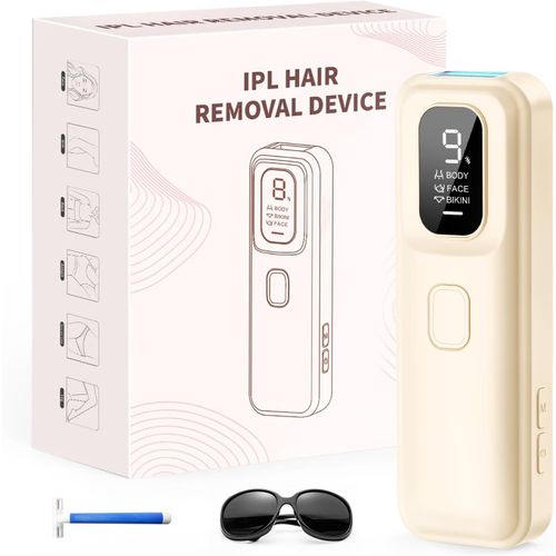 Kyaoayo-Pilateurs Lumière Pulsée, Ipl Épilateur Laser Definitive - 3 Modes, 9 Niveaux D'énergie Épilation Laser Indolore Pour Aisselles/Vi /Maillot, Femmes/Hommes-Beige