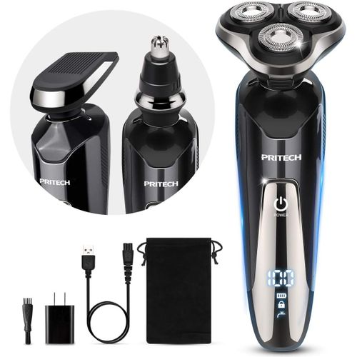Kyaoayo-Rasoir Électrique Pour Hommes 3 En 1 Rasoir Électrique Avec Tondeuse De Précision Tondeuse À Barbe Ipx7 Rasoir Rotatif Sur Peau Humide Et Sèche Rasoir Pour Le Vi Sans Fil