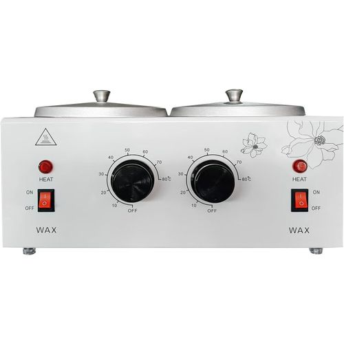 Kyaoayo-Chauffe Cire Epilation Électrique Professionnelle,Épilateur À Cire Double Pot,Réglage De La Température 0°-80°,Cire Epilation