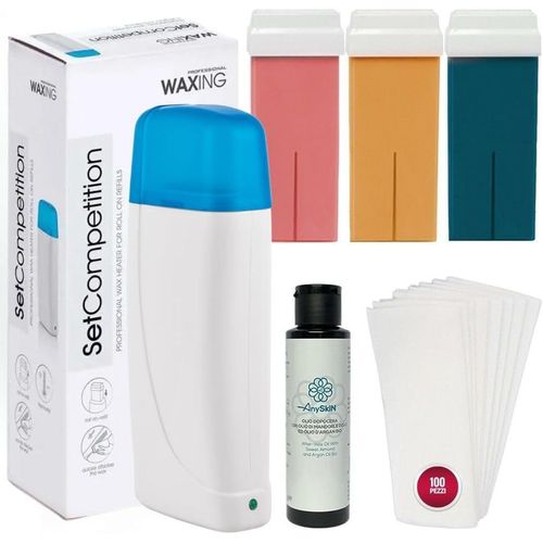 Kyaoayo-Cire Epilation Roll On Kit Avec Chauffe Cire Epilation Professionnelle- Contient 3 Roll On Cire Epilation Made In Italy + Huile Après-Épilation 100 Ml + Bande Epilation En Tnt 100pz.