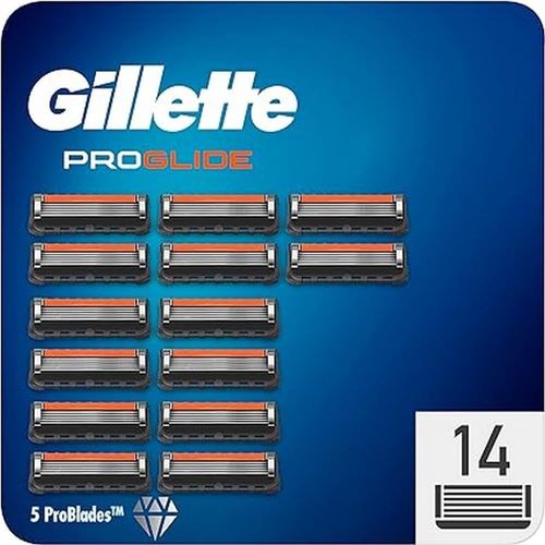 Kyaoayo-Proglide Recharges De Lames De Rasoir Pour Homme 14 Unités, Avec 5 Lames Anti-Friction Pour Un Ra De Près Et Durable
