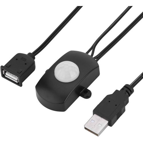 Capteur PIR Interrupteur LED, Automatique DC 5-24V 4A Infrarouge Commutateur PIR Détecteur de Mouvements avec Interface USB pour Les couloirs, Les salles de Bain, Les sous-sols(Noir)