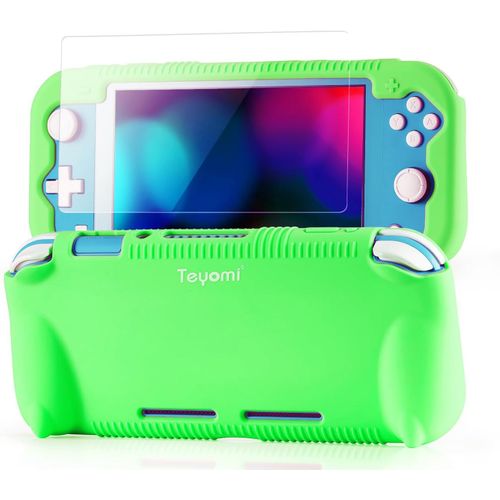 Coque De Protection En Silicone Pour Nintendo Switch Lite Avec Film De Protection - 4 Capuchons De Joystick Et Emplacements Pour Cartes - Design Résistant Aux Chocs Et Aux Rayures - Vert