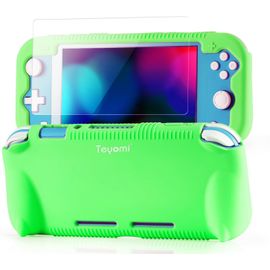 Coque De Protection En Silicone Pour Nintendo Switch Lite Avec Film De Protection - 4 Capuchons De Joystick Et Emplacements Pour Cartes - Design Résistant Aux Chocs Et Aux Rayures - Vert