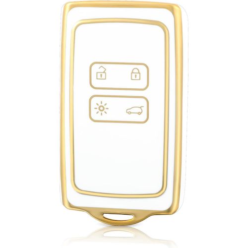 Coque De Clé Voiture Pour Renault Voiture Clé À Télécommande Étui Tpu Coque Protection Clé Voiture Pour Clio Espace Talisman Megane Kadjar Captur Arkana Sandero Kangoo, Or Blanc