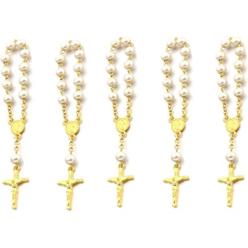 5 Pièces Mini Rosaires, Perles De Chapelet De Baptême, Catholique Bracelet Chapelet, Décoration De Chaîne De Doigt De Chapelet, Pour Communion, Mariage, Fête Cadeaux