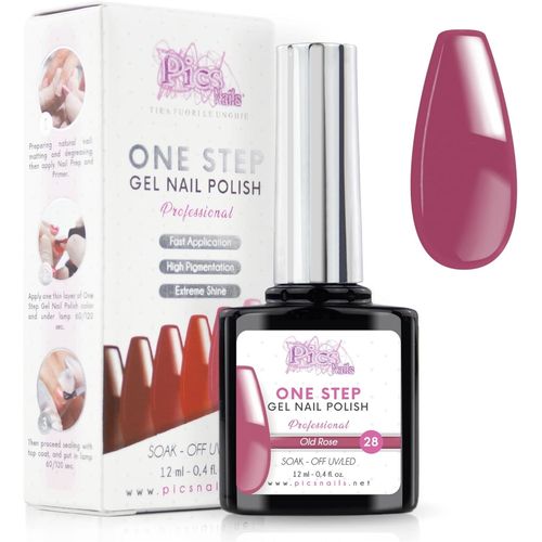 Vernis Semi Permanent Uv/Led One Step 12 Ml - Vieux Rose - Effet Ongles Foncés Mais Très Brillants Avec Ou Sans Base Et Top Coat 