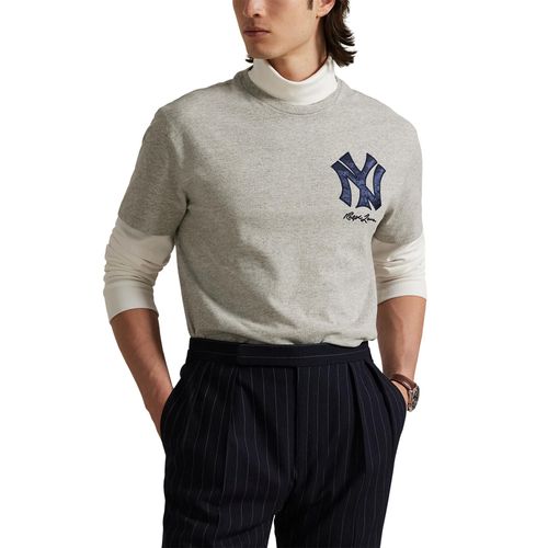 T-Shirt Polo Ralph Lauren Gris Chiné En Jersey Des Yankees