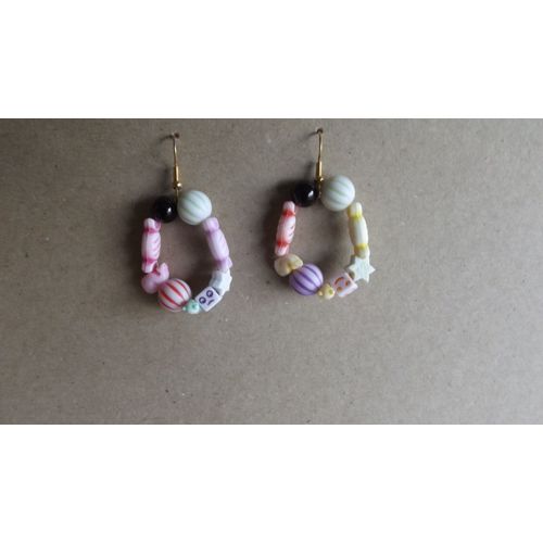Boucles D'Oreilles En Perles Acrylique