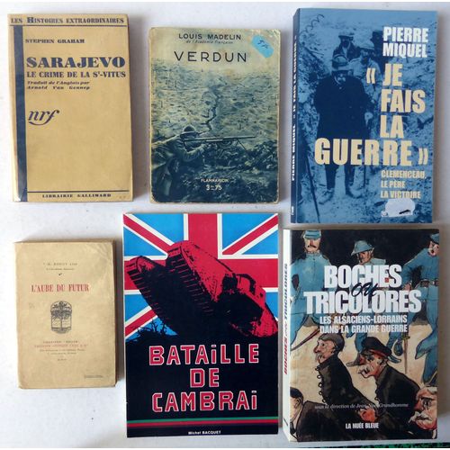 Lot De 14 Ouvrages Et Documents Sur La Première Guerre Mondiale - Pierre Miquel, Louis Madelin, Rosny Aîné, Etc. - Verdun, Fort De Douaumont, Clemenceau, Bataille De Cambrai, Alsace-Lorraine, Etc.