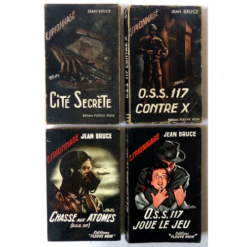 Lot De 12 Romans D'Espionnage - Série Oss 117 Par Jean Bruce - Fleuve Noir Espionnage N°2-4-7-8-10-13-17-19-20-23-25-125 (1951-1957) - Couvertures Illustrées Par Michel Gourdon