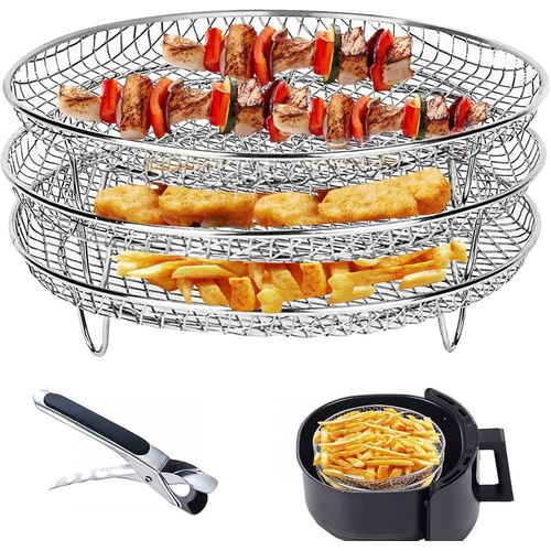 Support De Friteuse À Air, Support De Déshydrateur De Friteuse À Air Rond À Trois Couches, Accessoires De Support En Acier Inoxydable 304, Adapté Aux Friteuses À Air Chaud De 4,2 À[AIR625184]
