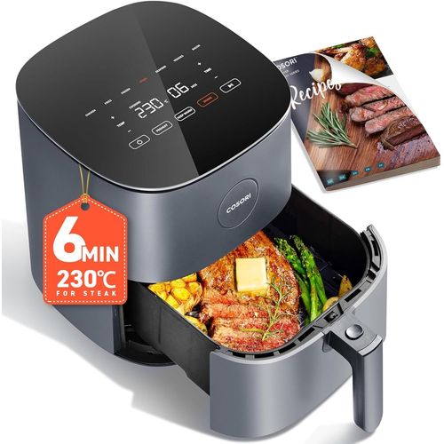 Air Fryer 9 Programmes,Capacité Compacte 4.7L, Pour Les Amateurs De Viande,130+Recettes Livres Et Lignes,Peu Ou Pas D'Huile,Nettoyage Facile, Gris[AIR625020]