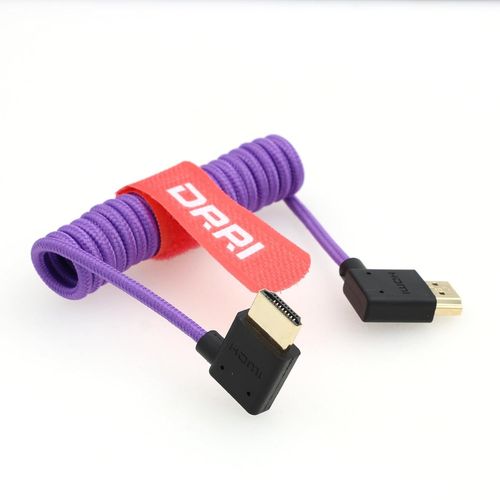 Câble Spiralé Tressé Ultra Haut Débit Hdmi 2.1 8K/60 Hz 4K/120 Hz 48 Gbit/S Pour Sony A7Iii A7S3, Atomos Ninja V (Gauche/Droit, Violet Tressé Enroulé)[GOP6251430]