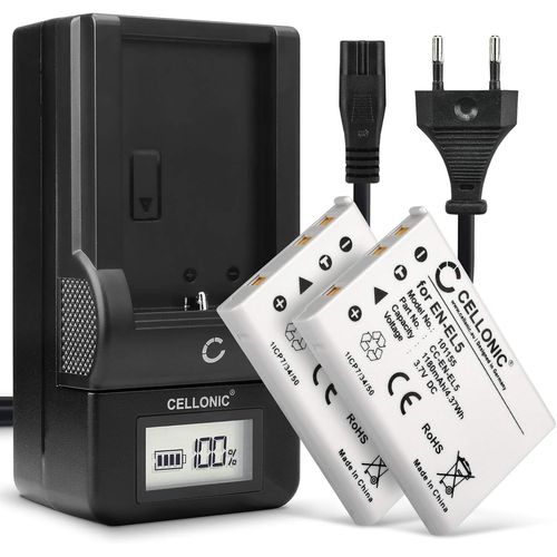 Batterie Pour Caméra, Compatible Avec Nikon En-El5, Coolpix P520, P500, P510, P100 (3.7V, 1180Mah) 2 Pièces + Chargeur[GOP6253047]