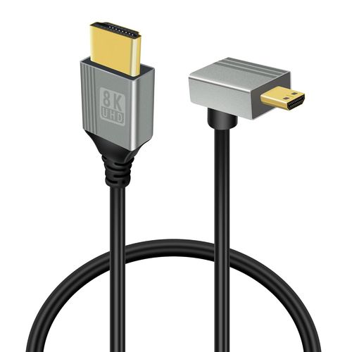 Câble Micro Hdmi Vers Hdmi 8K, 2.1 Micro Hdmi Mâle Vers Hdmi Mâle Converter 90° Degrés, Supporte 8K@60Hz 3D Compatible Avec Gopro, Appareils Photo Numériques(Up Angle Micro Hdmi 0.[GOP6252398]