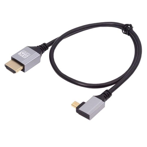 Câble Micro Hdmi 2.1 Hdtv Ultra Fin 8K 4K Cordon Mince Super Flexible Type-A Vers Type-D Coudé À Gauche Pour Caméra Hdtv 50 Cm[GOP6251600]