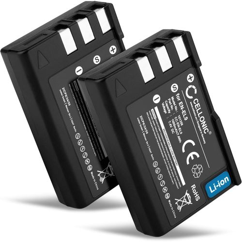 Batterie Pour Caméra, Compatible Avec Nikon D5000, En-El9, D3000, D60, D40, En-El9E (7.4V, 1000Mah) 2 Pièces[GOP6251797]