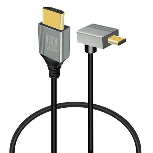 Câble Micro Hdmi Vers Hdmi À 90 Degrés, 48 Gbps Ultra Haute Vitesse, Angle Vers Le Bas, 0,5 M, Pour Gopro, Caméras, Téléviseurs, Ordinateurs[GOP6252392]