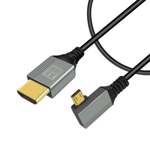 Câble Micro Hdmi Vers Hdmi 8K, 2.1 Micro Hdmi Mâle Vers Hdmi Mâle Converter 90° Degrés, Supporte 8K@60Hz 3D Compatible Avec Gopro, Appareils Photo Numériques(Left Angle Micro Hdmi [GOP6252394]
