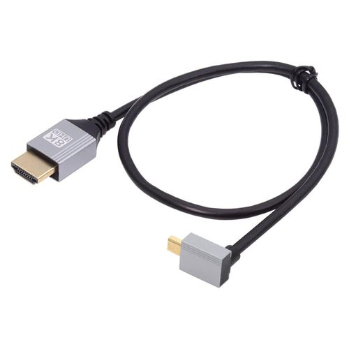 Câble Micro Hdmi 2.1 Hdtv Ultra Fin 8K 4K Cordon Mince Hyper Super Flexible Type-A Vers Type-D Coudé Vers Le Haut Pour Caméra Hdtv 50 Cm[GOP6251606]