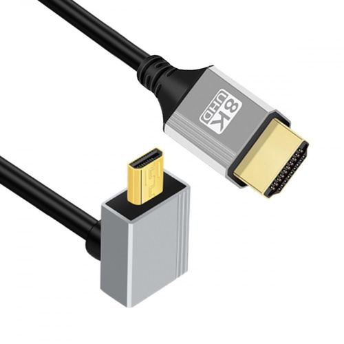 Câble Micro Hdmi 2.1 Ultra Fin Coudé À 90 Degrés Hdtv 8K 4K Cordon Ultra Flexible Ultra Fin Type-A Vers Type-D Pour Caméra Hdtv 50 Cm[GOP6253356]