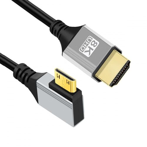 Câble Mini Hdmi 2.1 Ultra Fin Coudé À 90 Degrés Hdtv 8K 4K Cordon Ultra Flexible Type-A Vers Type-C Pour Caméra Hdtv 50 Cm[GOP6253359]